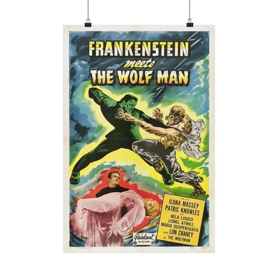 FRANKENSTEIN MEETS THE WOLF MAN (2) 1943 - Paper Movie Poster - The Sticker Space