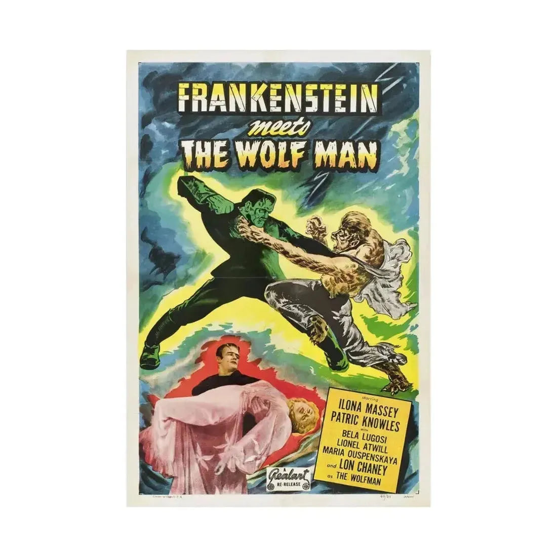FRANKENSTEIN MEETS THE WOLF MAN (2) 1943 - Paper Movie Poster - The Sticker Space