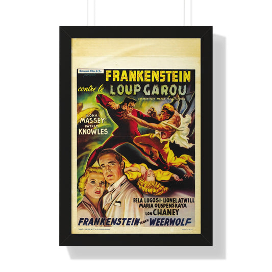 FRANKENSTEIN MEETS THE WOLF MAN (BELGIAN) 1943 - Framed Movie Poster-16″ x 24″-The Sticker Space