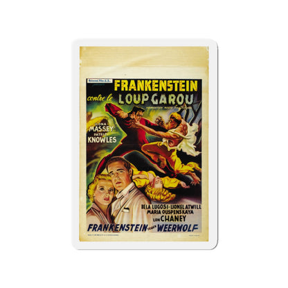 FRANKENSTEIN MEETS THE WOLF MAN (BELGIAN) 1943 Movie Poster - Die-Cut Magnet-3" x 3"-The Sticker Space