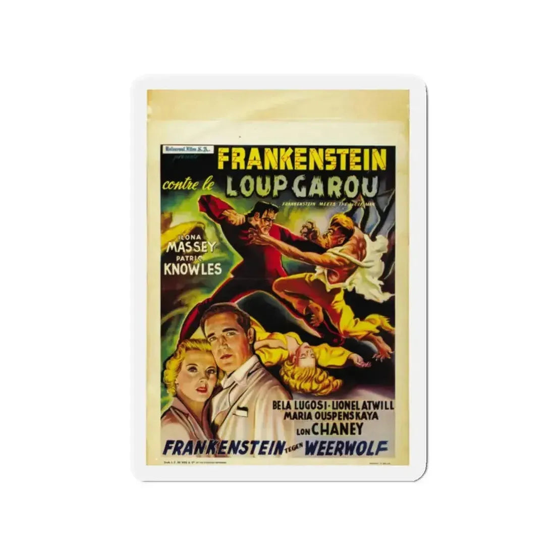 FRANKENSTEIN MEETS THE WOLF MAN (BELGIAN) 1943 Movie Poster - Refrigerator Magnet - The Sticker Space