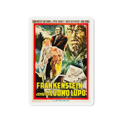 FRANKENSTEIN MEETS THE WOLF MAN (ITALIAN) 1943 Movie Poster - Refrigerator Magnet 3 Inch - The Sticker Space