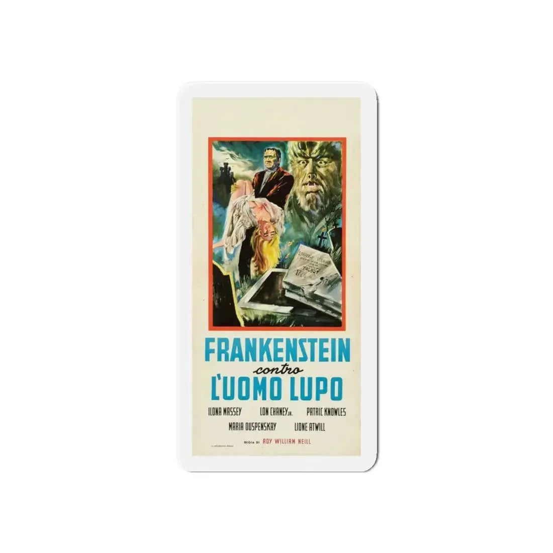 FRANKENSTEIN MEETS THE WOLF MAN (SPANISH) 2 1943 Movie Poster - Refrigerator Magnet 6 Inch - The Sticker Space