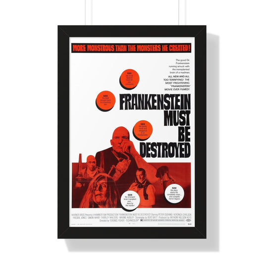 FRANKENSTEIN MUST BE DESTROYED 1969 - Framed Movie Poster-16″ x 24″-The Sticker Space