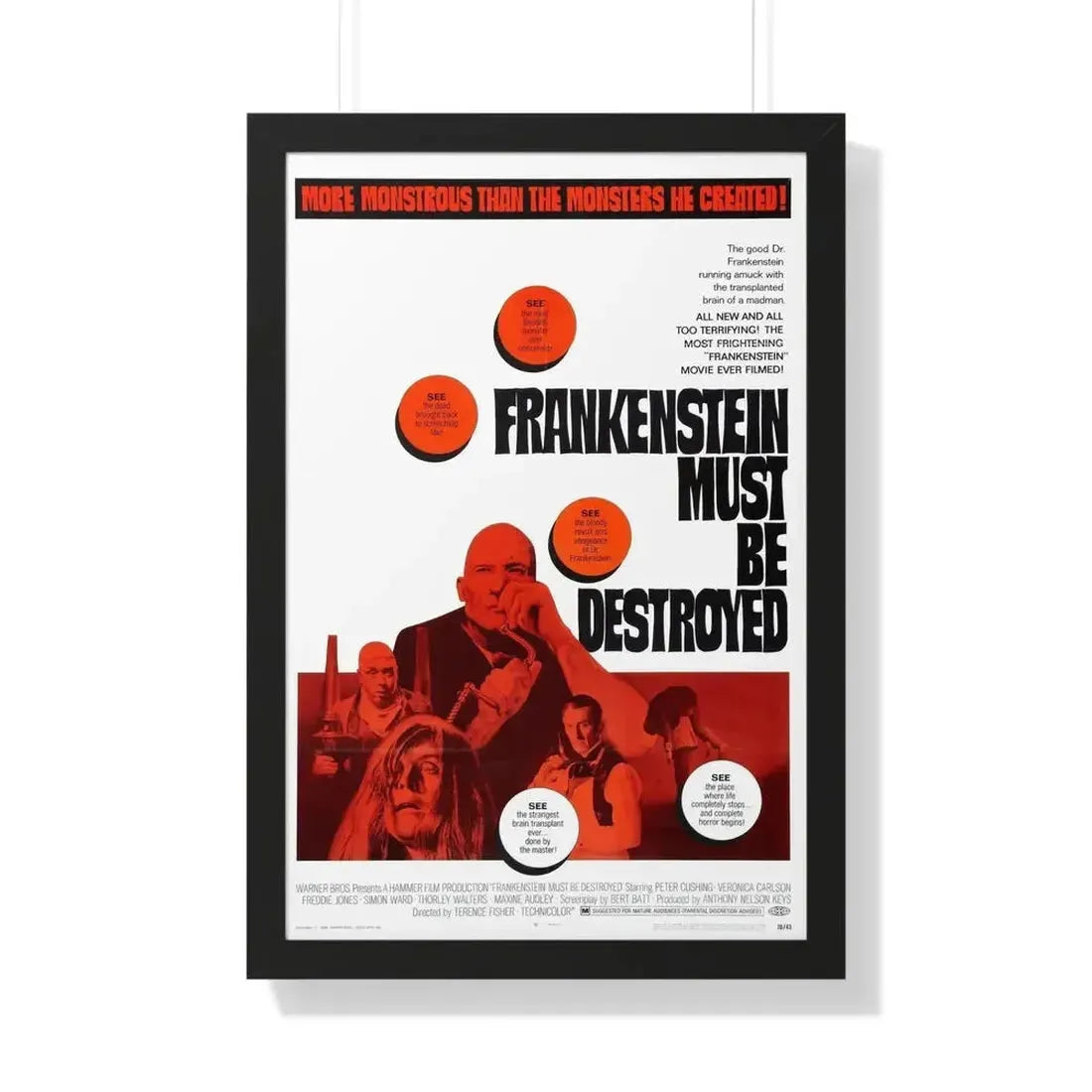 FRANKENSTEIN MUST BE DESTROYED 1969 - Framed Movie Poster - The Sticker Space