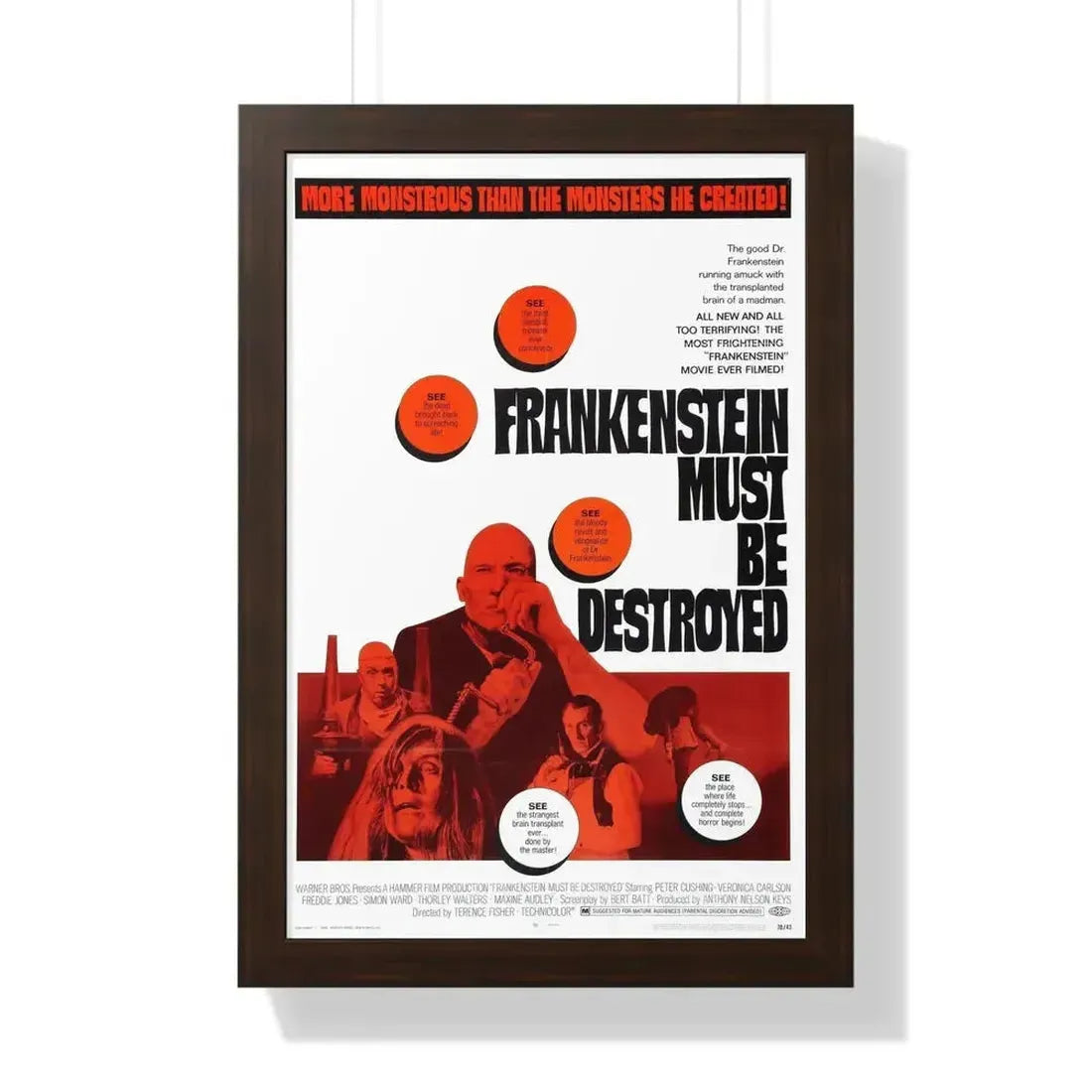 FRANKENSTEIN MUST BE DESTROYED 1969 - Framed Movie Poster - The Sticker Space