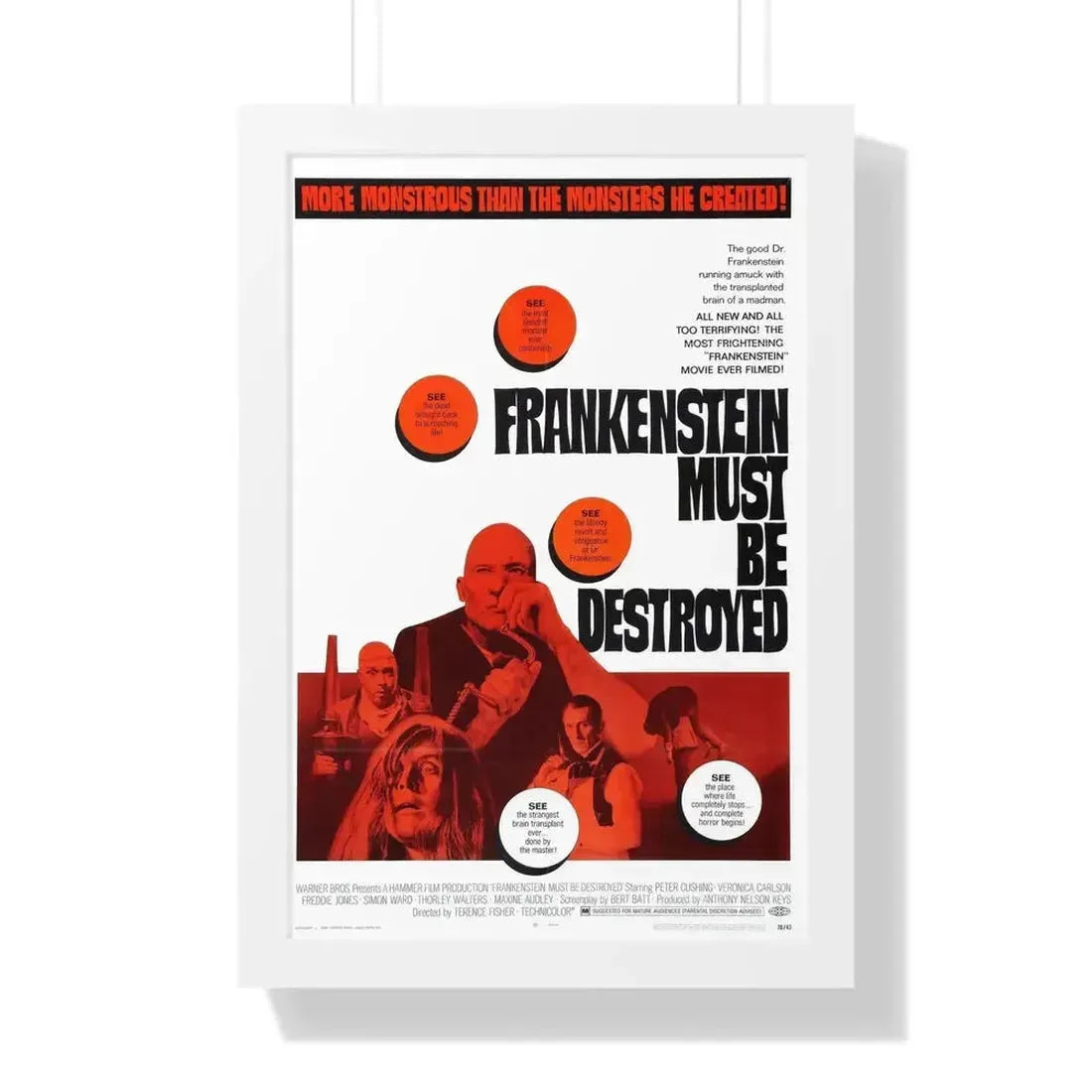 FRANKENSTEIN MUST BE DESTROYED 1969 - Framed Movie Poster - The Sticker Space