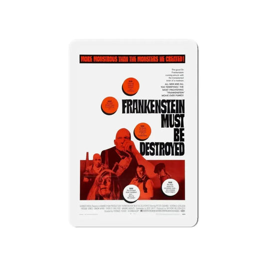 FRANKENSTEIN MUST BE DESTROYED 1969 Movie Poster - Refrigerator Magnet 6 Inch - The Sticker Space