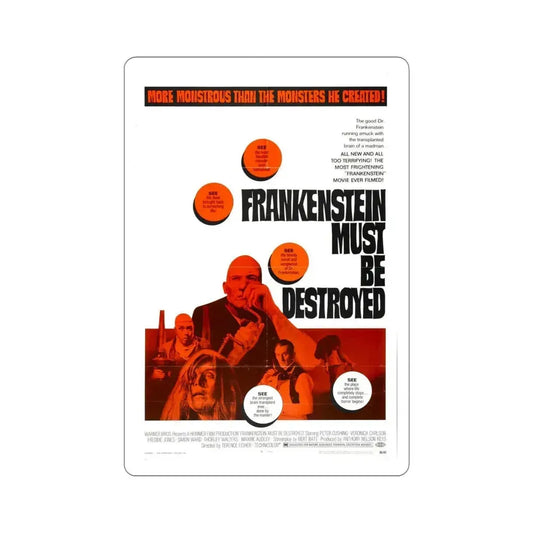 Frankenstein Must Be Destroyed 1970 Movie Poster STICKER Vinyl Die-Cut Decal 6 Inch - The Sticker Space