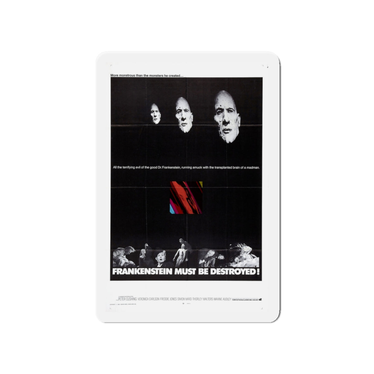 FRANKENSTEIN MUST BE DESTROYED (2) 1969 Movie Poster - Die-Cut Magnet-4" x 4"-The Sticker Space