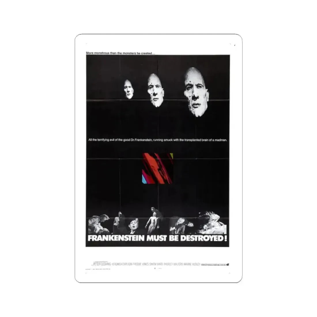 FRANKENSTEIN MUST BE DESTROYED (2) 1969 Movie Poster - STICKER Vinyl Kiss-Cut Decal 2 Inch White - The Sticker Space