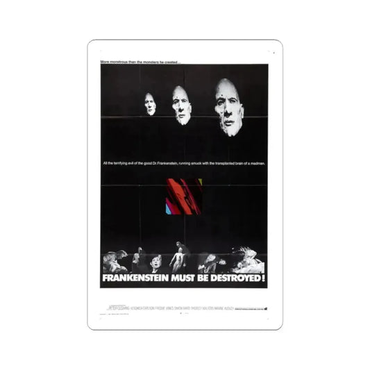 FRANKENSTEIN MUST BE DESTROYED (2) 1969 Movie Poster - STICKER Vinyl Kiss-Cut Decal 2 Inch White - The Sticker Space