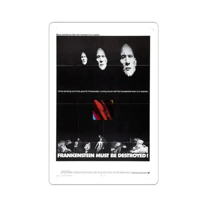 FRANKENSTEIN MUST BE DESTROYED (2) 1969 Movie Poster - STICKER Vinyl Kiss-Cut Decal 4 Inch White - The Sticker Space