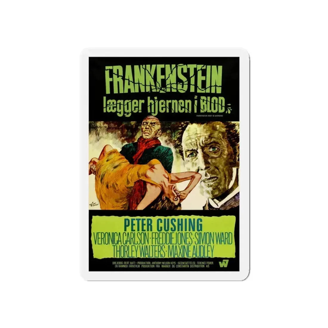 FRANKENSTEIN MUST BE DESTROYED (DANISH) 1969 Movie Poster - Refrigerator Magnet 5 Inch - The Sticker Space