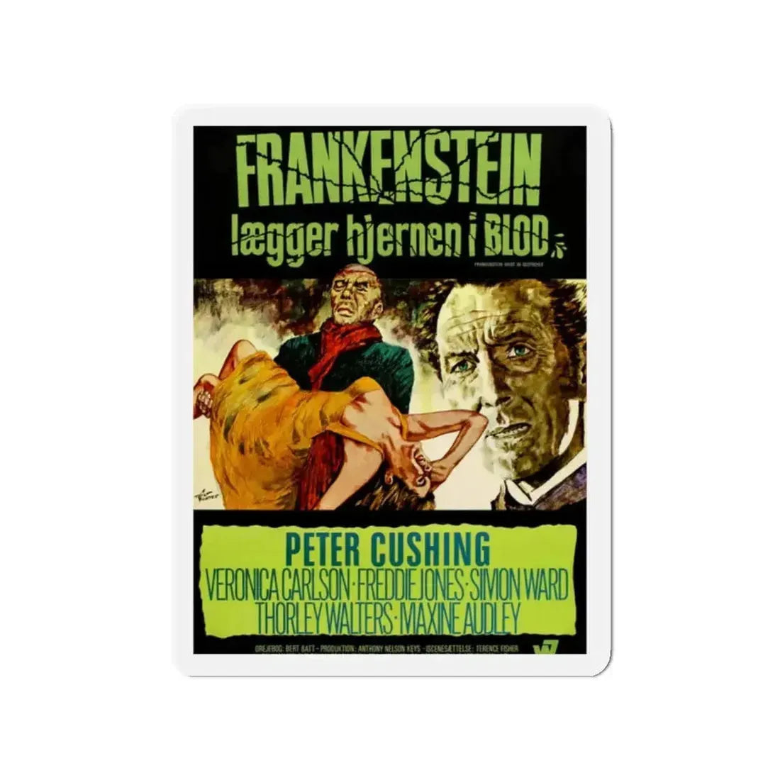 FRANKENSTEIN MUST BE DESTROYED (DANISH) 1969 Movie Poster - Refrigerator Magnet - The Sticker Space