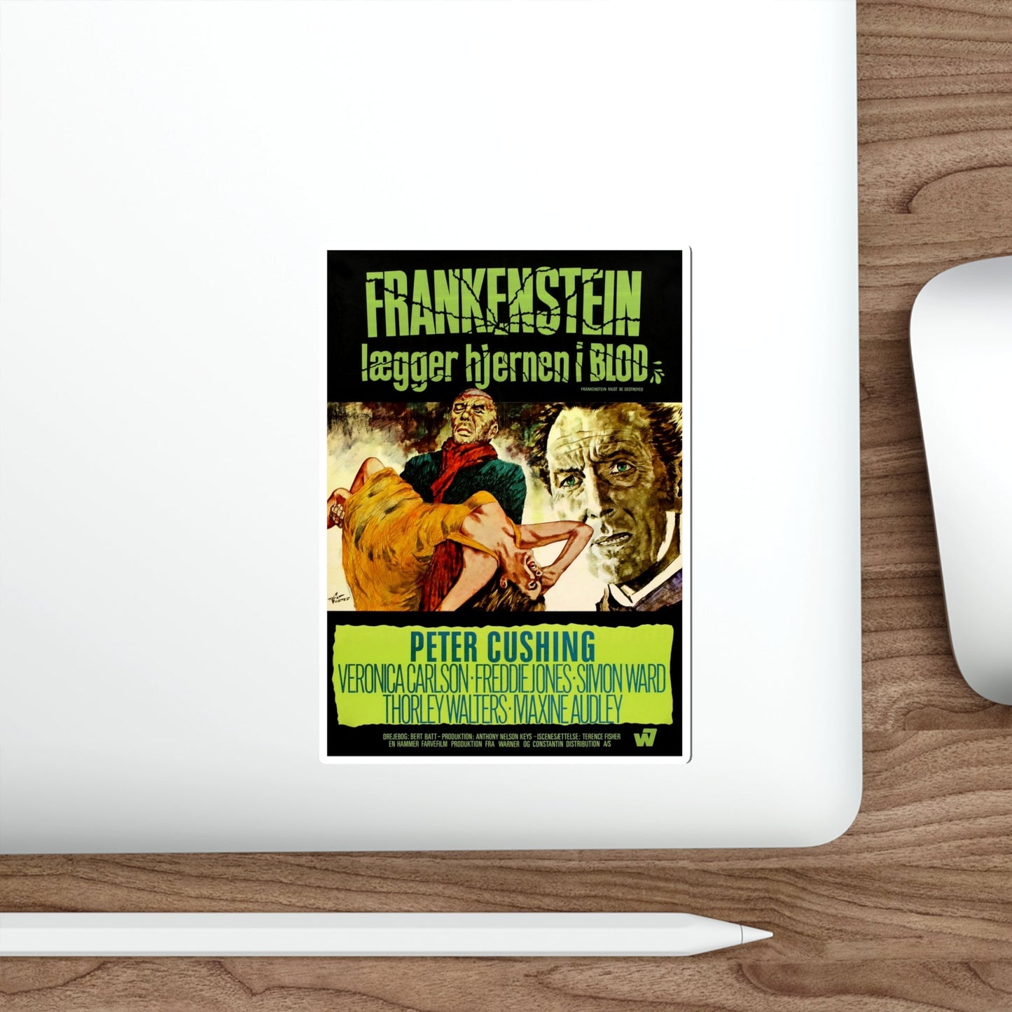 FRANKENSTEIN MUST BE DESTROYED (DANISH) 1969 Movie Poster STICKER Vinyl Die-Cut Decal-The Sticker Space