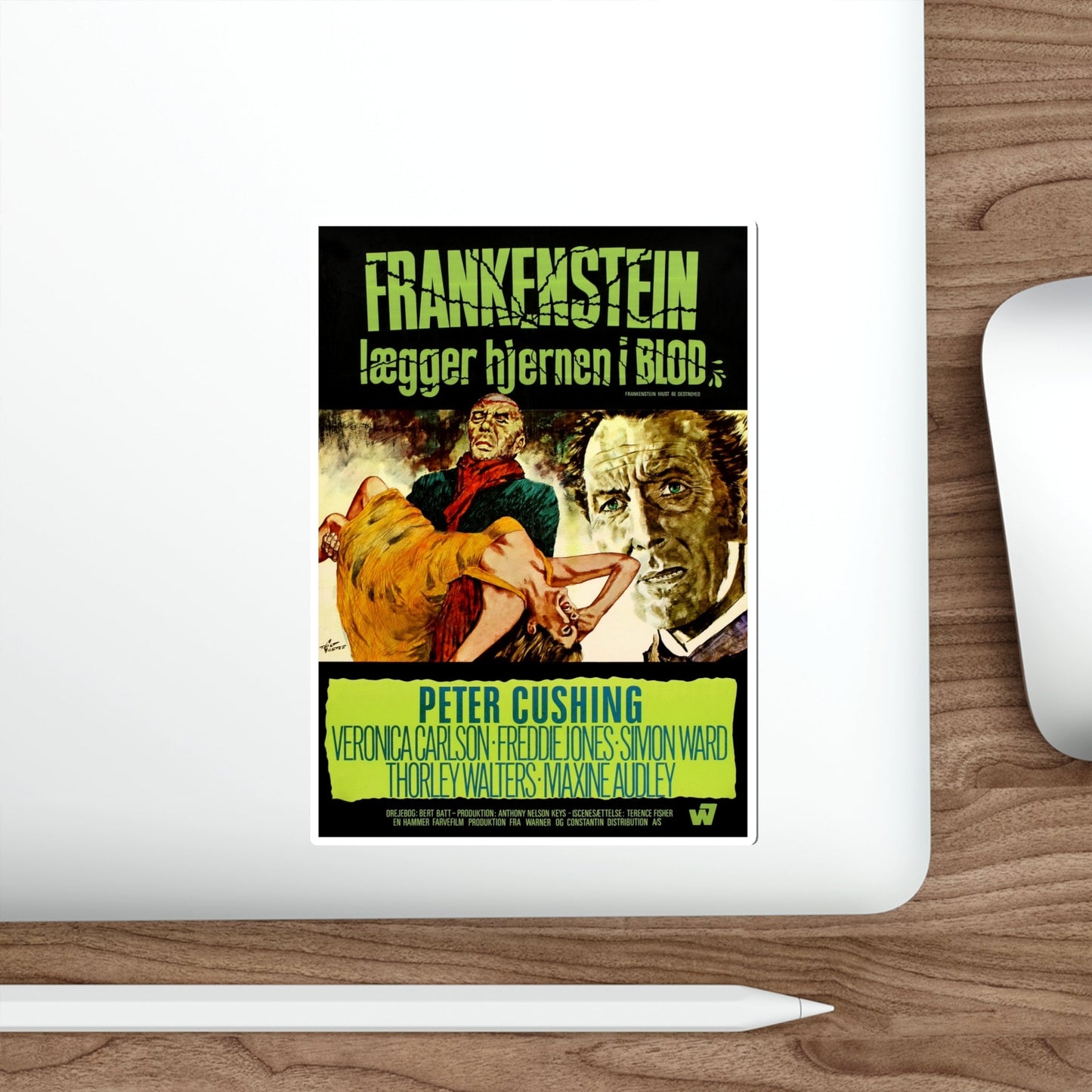 FRANKENSTEIN MUST BE DESTROYED (DANISH) 1969 Movie Poster STICKER Vinyl Die-Cut Decal-The Sticker Space