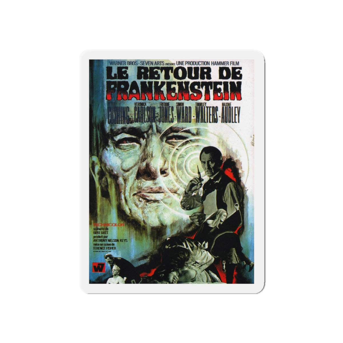 FRANKENSTEIN MUST BE DESTROYED (FRENCH) 1969 Movie Poster - Die-Cut Magnet-5" x 5"-The Sticker Space