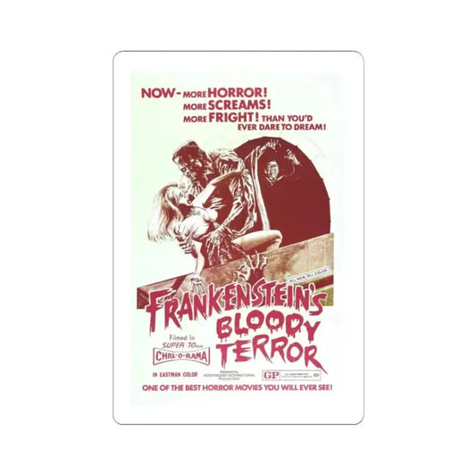 FRANKENSTEIN'S BLOODY TERROR 1968 Movie Poster - STICKER Vinyl Kiss-Cut Decal 2 Inch White - The Sticker Space