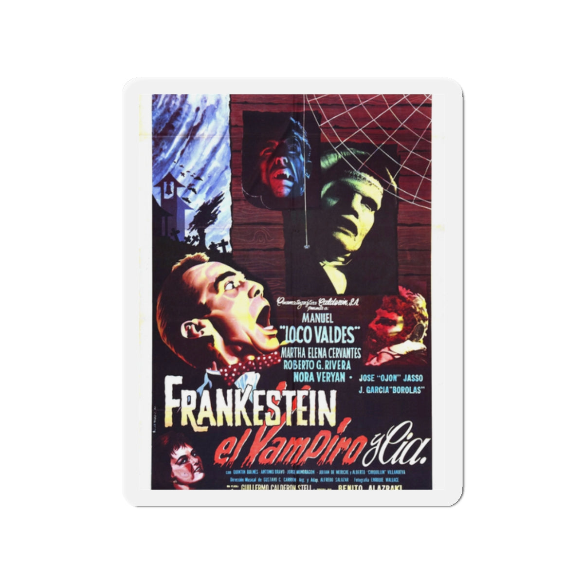 FRANKENSTEIN, THE VAMPIRE AND CO 1962 Movie Poster - Die-Cut Magnet-2" x 2"-The Sticker Space