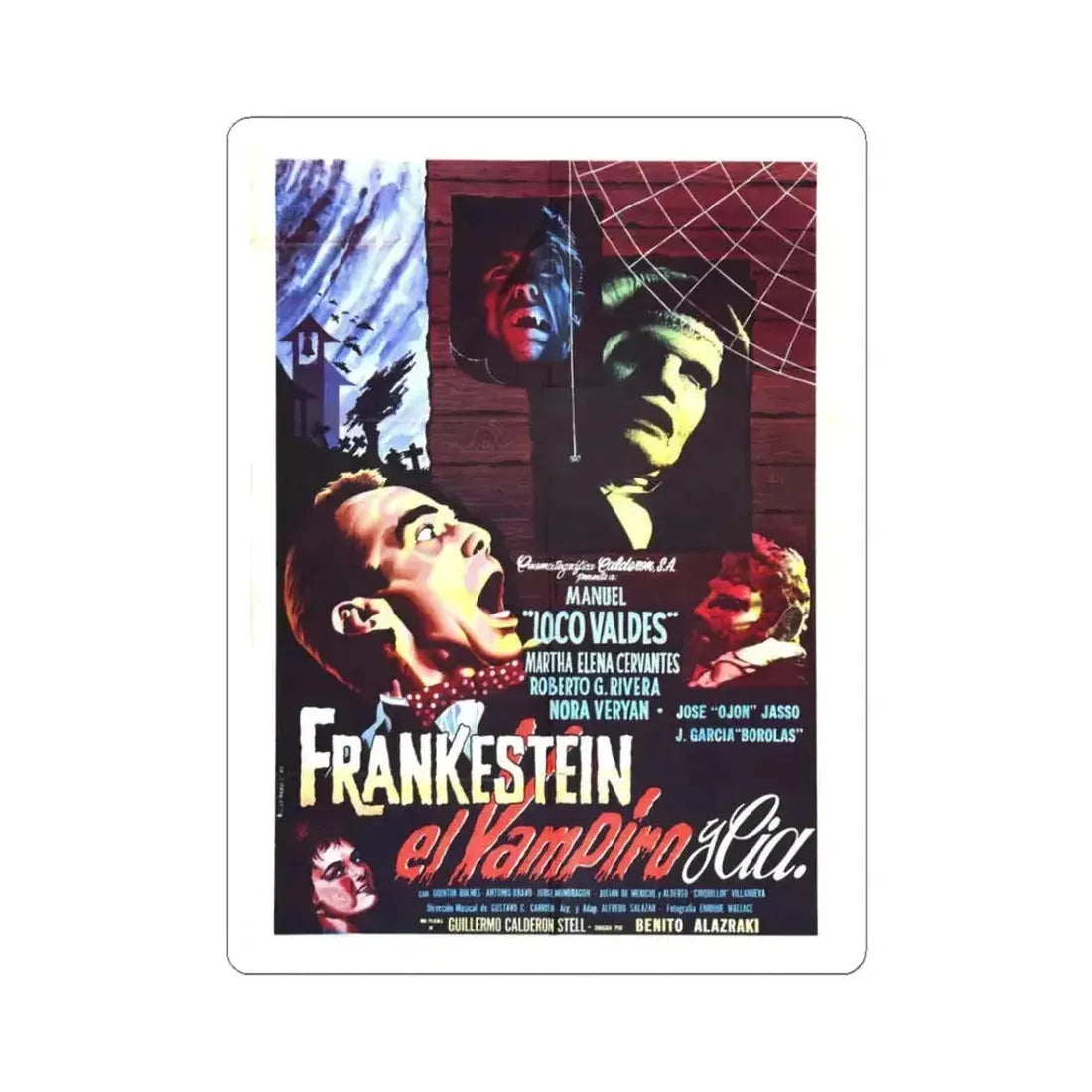FRANKENSTEIN, THE VAMPIRE AND CO 1962 Movie Poster - STICKER Vinyl Kiss-Cut Decal 3 Inch White - The Sticker Space