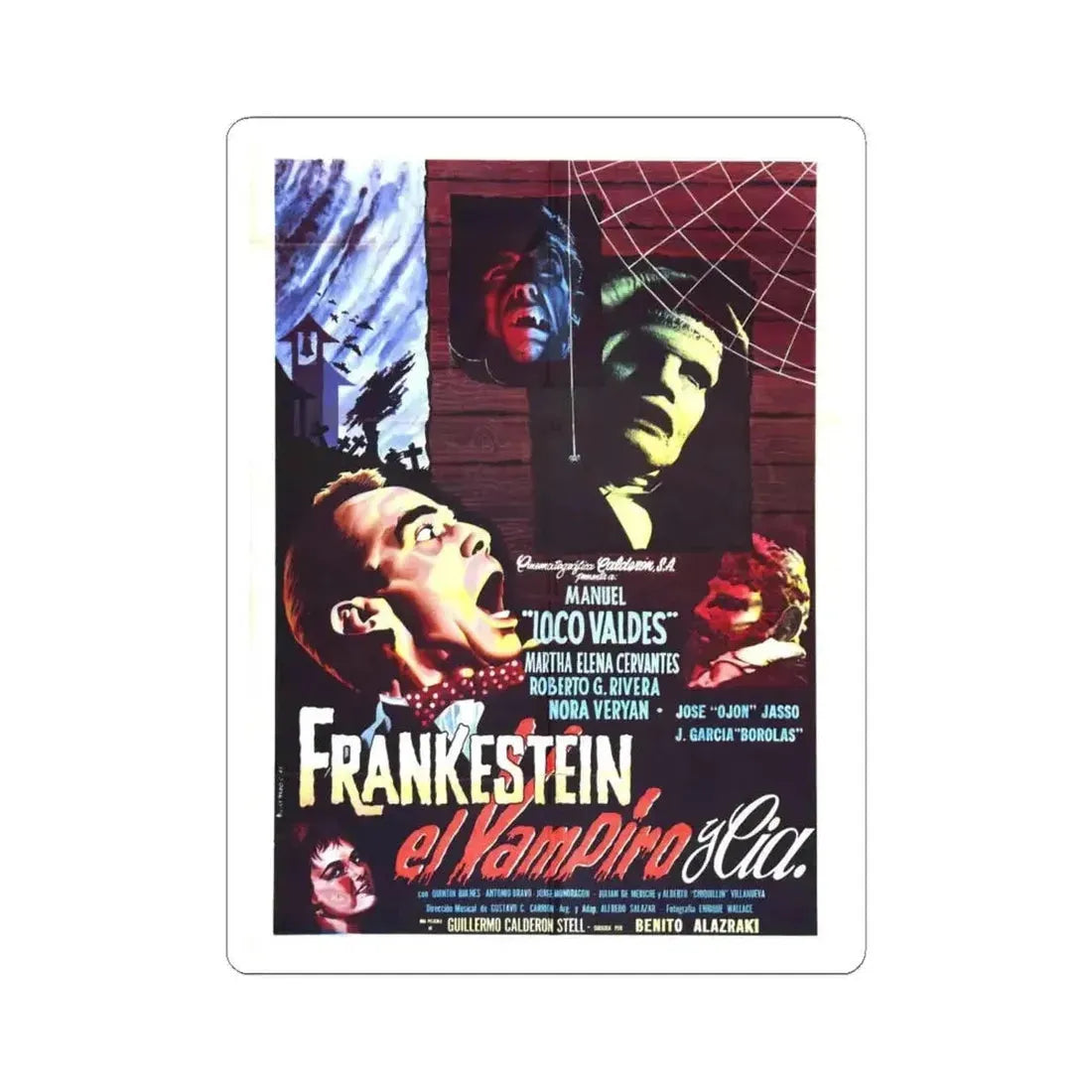 FRANKENSTEIN, THE VAMPIRE AND CO 1962 Movie Poster - STICKER Vinyl Kiss-Cut Decal 6 Inch White - The Sticker Space