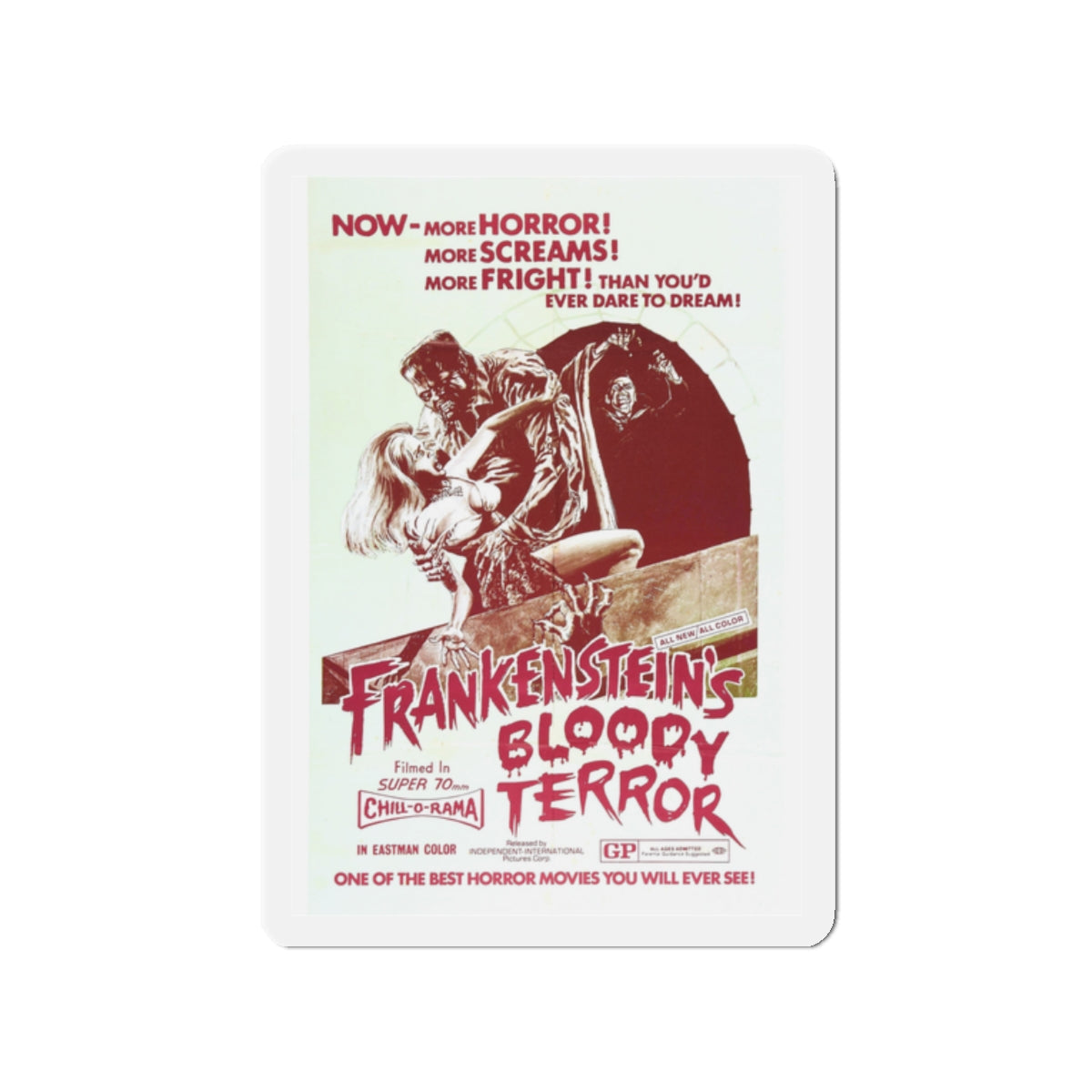 FRANKENSTEIN'S BLOODY TERROR 1968 Movie Poster - Die-Cut Magnet-2" x 2"-The Sticker Space