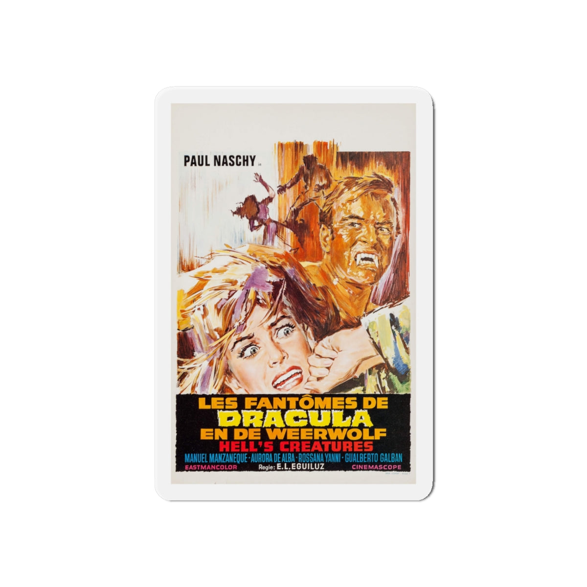 FRANKENSTEIN'S BLOODY TERROR (BELGIAN) 1968 Movie Poster - Die-Cut Magnet-6 × 6"-The Sticker Space