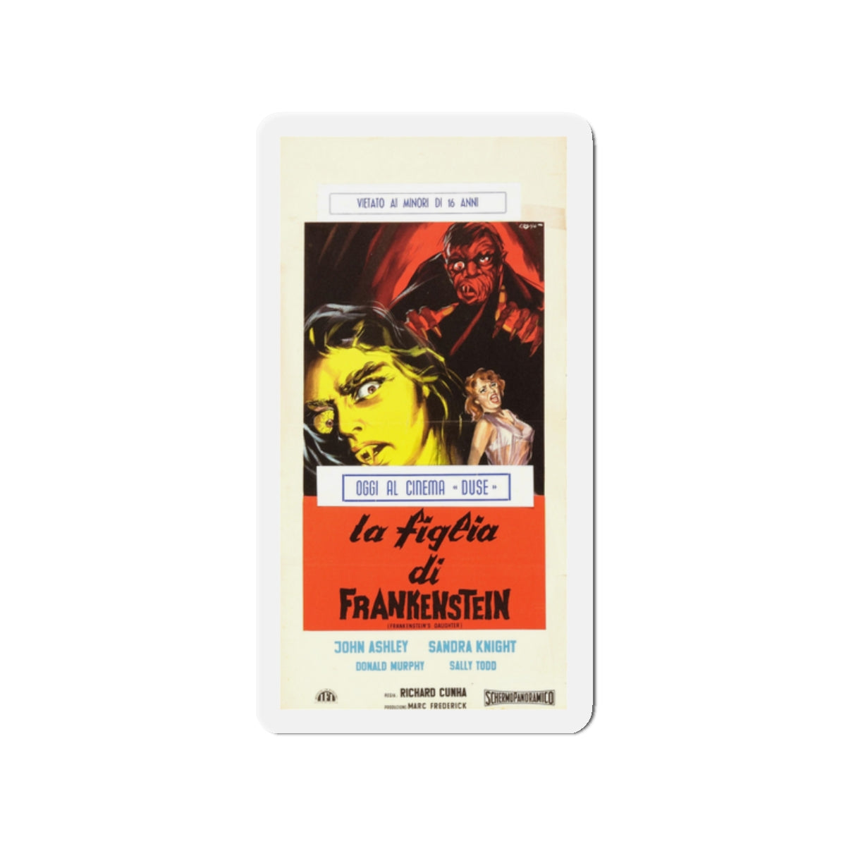 FRANKENSTEIN'S DAUGHTER (ITALIAN) 1958 Movie Poster - Die-Cut Magnet-2" x 2"-The Sticker Space