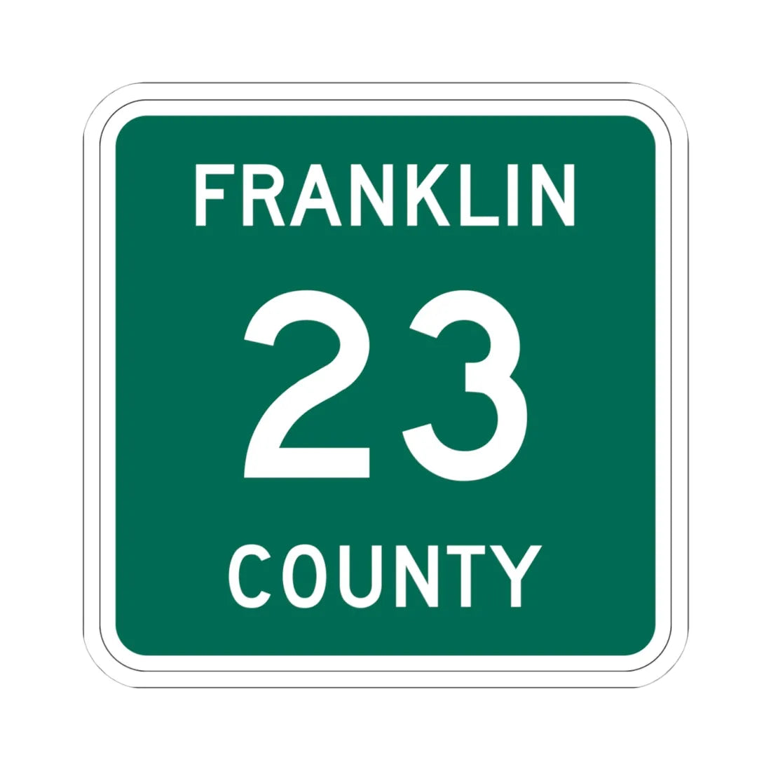 Franklin County 23 NY (New York) (Road Sign) STICKER Vinyl Kiss-Cut Decal 4 Inch White - The Sticker Space