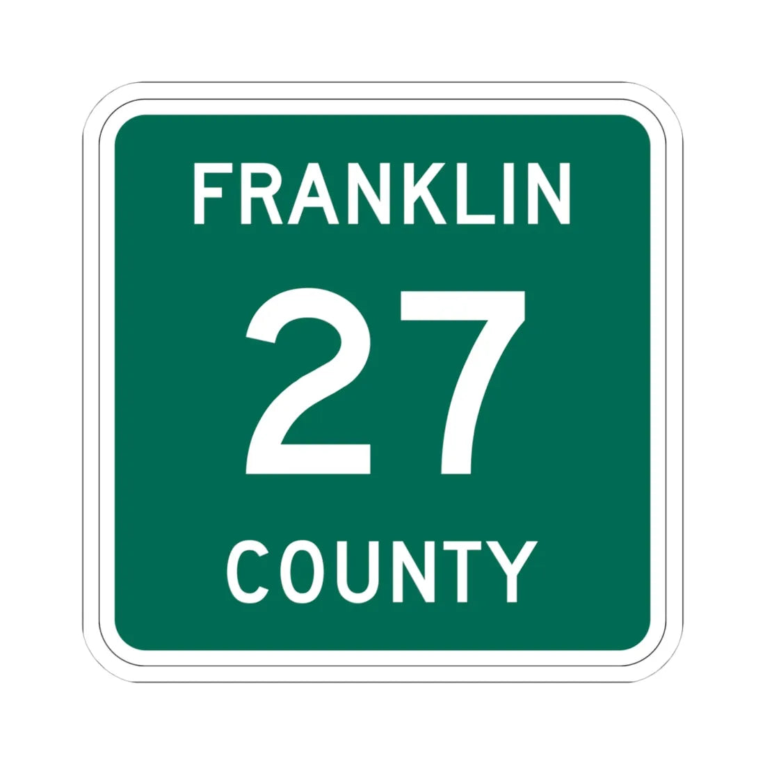 Franklin County 27 NY (New York) (Road Sign) STICKER Vinyl Kiss-Cut Decal 4 Inch White - The Sticker Space