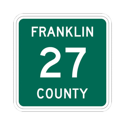 Franklin County 27 NY (New York) (Road Sign) STICKER Vinyl Kiss-Cut Decal 4 Inch White - The Sticker Space