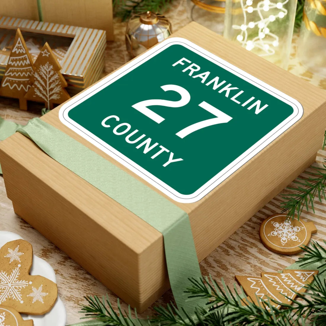 Franklin County 27 NY (New York) (Road Sign) STICKER Vinyl Kiss-Cut Decal - The Sticker Space