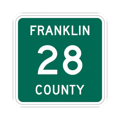 Franklin County 28 NY (New York) (Road Sign) STICKER Vinyl Kiss-Cut Decal 2 Inch White - The Sticker Space