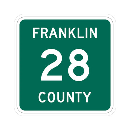 Franklin County 28 NY (New York) (Road Sign) STICKER Vinyl Kiss-Cut Decal 3 Inch White - The Sticker Space