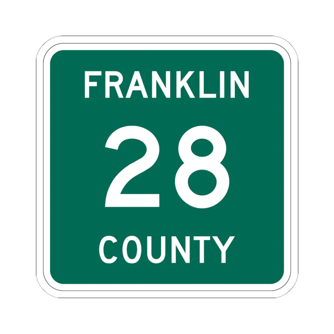 Franklin County 28 NY (New York) (Road Sign) STICKER Vinyl Kiss-Cut Decal 6 Inch White - The Sticker Space