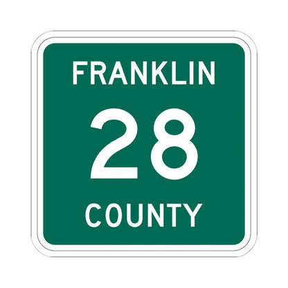 Franklin County 28 NY (New York) (Road Sign) STICKER Vinyl Kiss-Cut Decal 6 Inch White - The Sticker Space