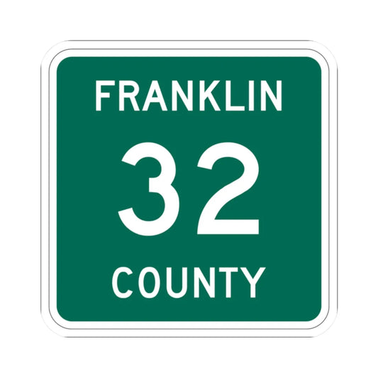 Franklin County 32 NY (New York) (Road Sign) STICKER Vinyl Kiss-Cut Decal 2 Inch White - The Sticker Space