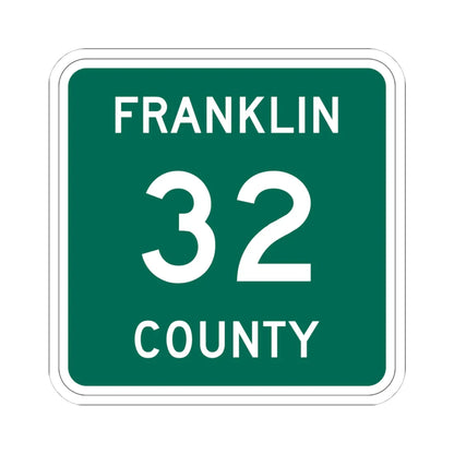Franklin County 32 NY (New York) (Road Sign) STICKER Vinyl Kiss-Cut Decal 4 Inch White - The Sticker Space