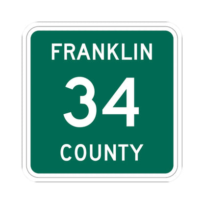 Franklin County 34 NY (New York) (Road Sign) STICKER Vinyl Kiss-Cut Decal 2 Inch White - The Sticker Space