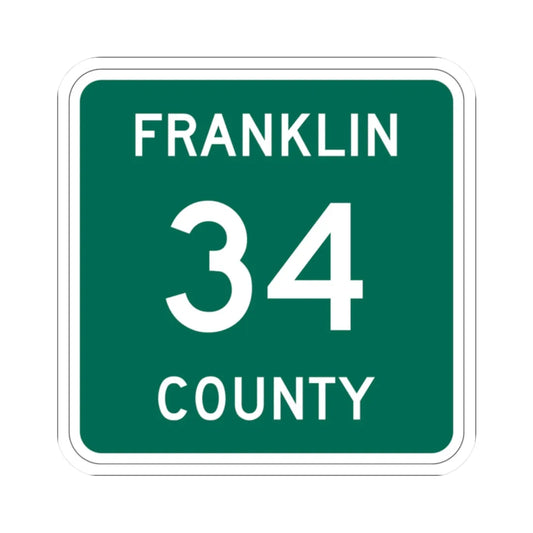 Franklin County 34 NY (New York) (Road Sign) STICKER Vinyl Kiss-Cut Decal 2 Inch White - The Sticker Space