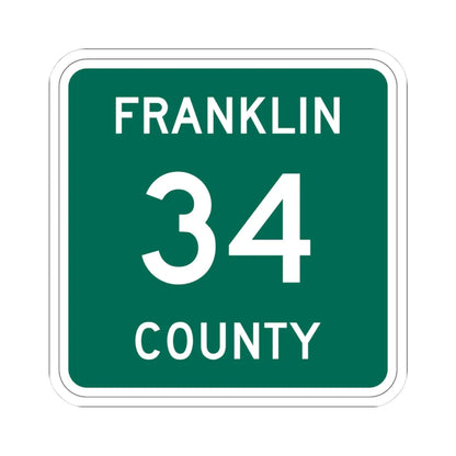 Franklin County 34 NY (New York) (Road Sign) STICKER Vinyl Kiss-Cut Decal 3 Inch White - The Sticker Space