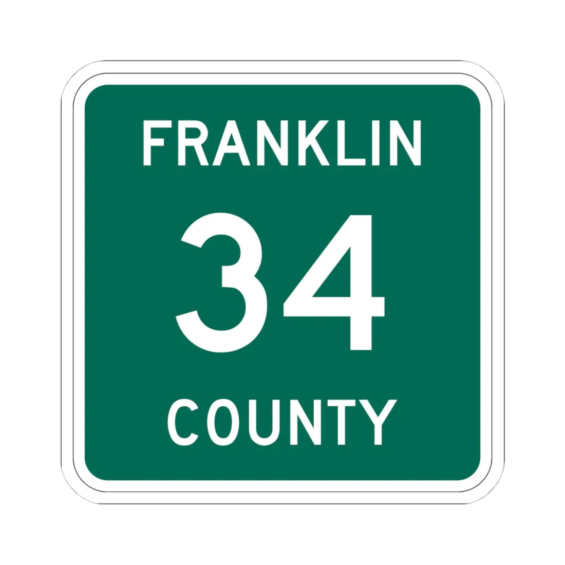 Franklin County 34 NY (New York) (Road Sign) STICKER Vinyl Kiss-Cut Decal 4 Inch White - The Sticker Space