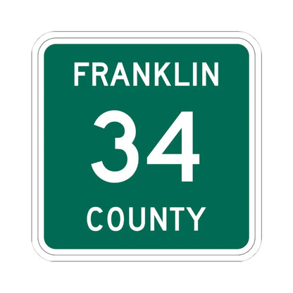 Franklin County 34 NY (New York) (Road Sign) STICKER Vinyl Kiss-Cut Decal 4 Inch White - The Sticker Space