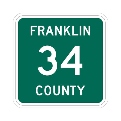 Franklin County 34 NY (New York) (Road Sign) STICKER Vinyl Kiss-Cut Decal 6 Inch White - The Sticker Space
