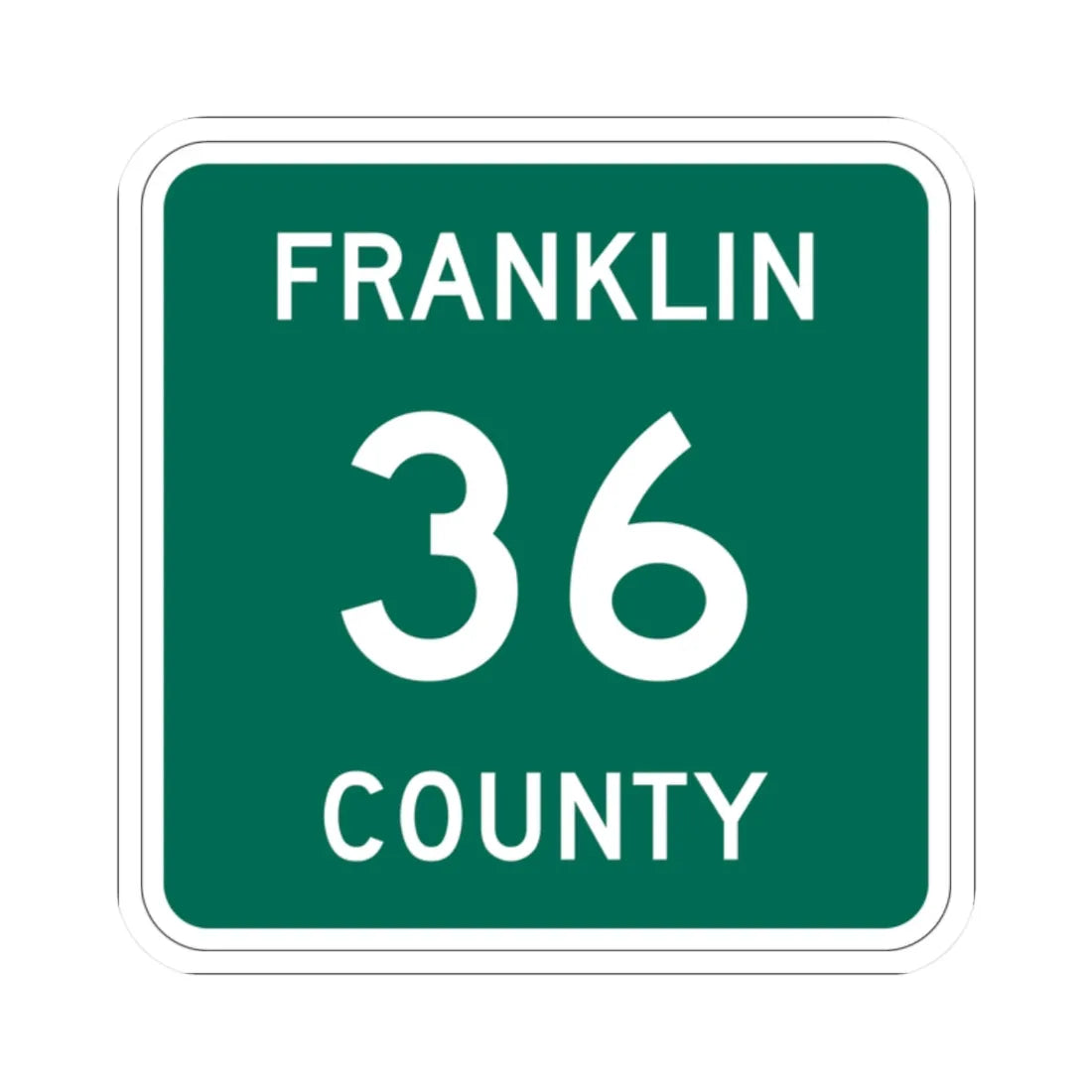 Franklin County 36 NY (New York) (Road Sign) STICKER Vinyl Kiss-Cut Decal 2 Inch White - The Sticker Space
