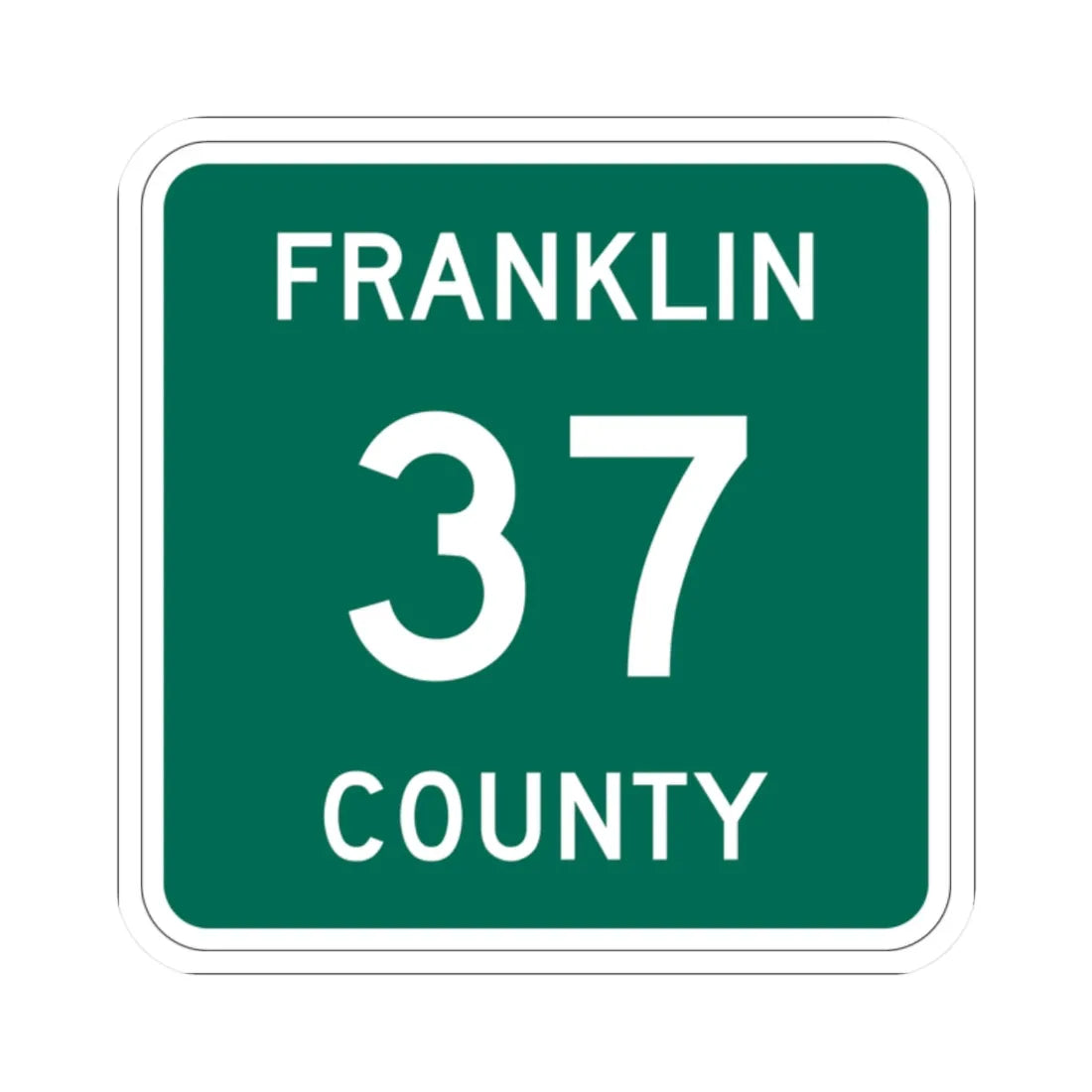 Franklin County 37 NY (New York) (Road Sign) STICKER Vinyl Kiss-Cut Decal 2 Inch White - The Sticker Space