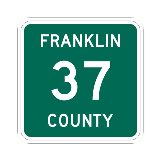 Franklin County 37 NY (New York) (Road Sign) STICKER Vinyl Kiss-Cut Decal 2 Inch White - The Sticker Space