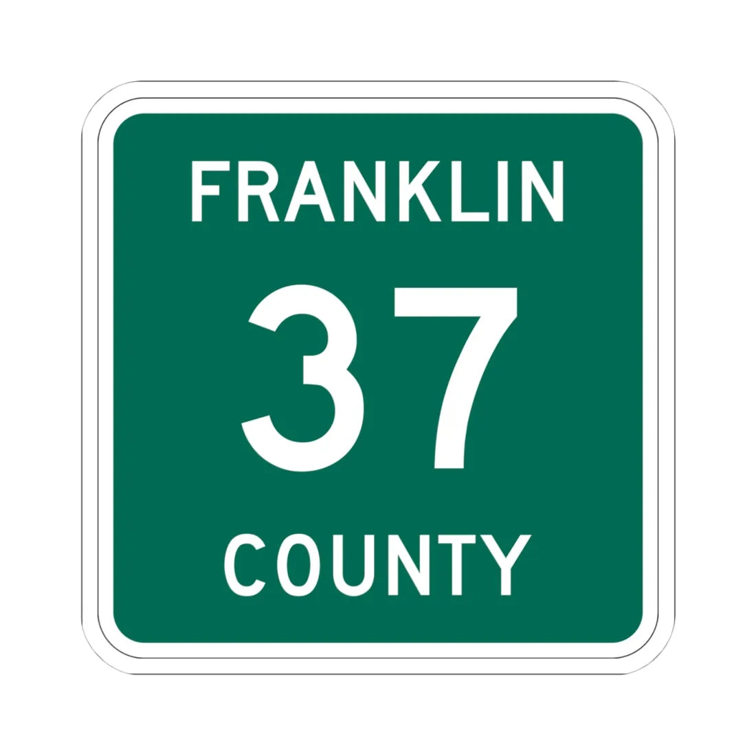 Franklin County 37 NY (New York) (Road Sign) STICKER Vinyl Kiss-Cut Decal 4 Inch White - The Sticker Space
