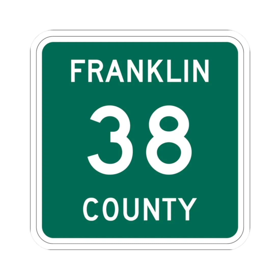 Franklin County 38 NY (New York) (Road Sign) STICKER Vinyl Kiss-Cut Decal 2 Inch White - The Sticker Space